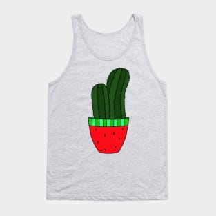 Cute Cactus Design #42: Watermelon Pot With Cucumber Cacti Tank Top